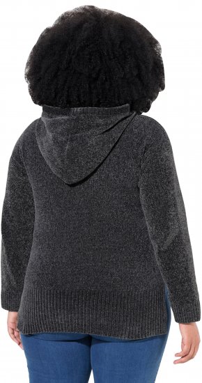 Ulla Popken Chenille Knit Hoodie Graphite Grey - Puloveri & dukserice - 