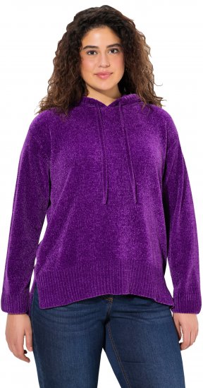 Ulla Popken Chenille Knit Hoodie Dark Purple - Puloveri & dukserice - 