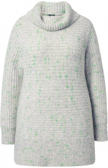 Ulla Popken Space Yarn Oversized Turtleneck Sweater Light Grey Melange - Puloveri & dukserice - 