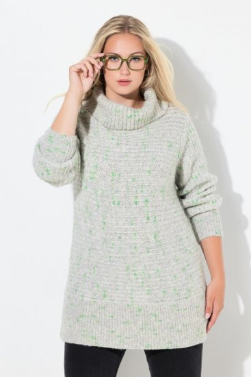 Ulla Popken Space Yarn Oversized Turtleneck Sweater Light Grey Melange - Puloveri & dukserice - Udobne dukserice, hoodice i pletenina