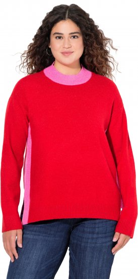 Ulla Popken Color Block Long Sleeve Sweater Lychee - Puloveri & dukserice - 