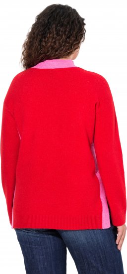 Ulla Popken Color Block Long Sleeve Sweater Lychee - Puloveri & dukserice - 
