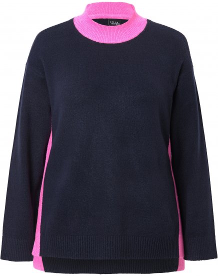 Ulla Popken Color Block Long Sleeve Sweater Ink Blue - Puloveri & dukserice - 