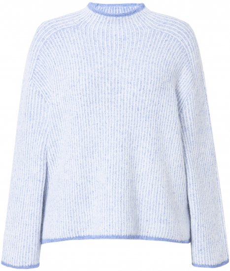 Ulla Popken Striped Wool Blend Turtleneck Sweater Sky Blue - Puloveri & dukserice - 