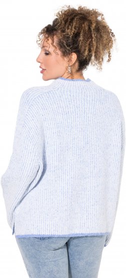 Ulla Popken Striped Wool Blend Turtleneck Sweater Sky Blue - Puloveri & dukserice - 