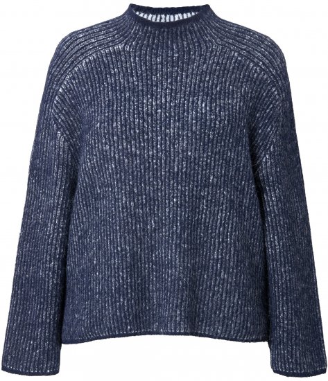 Ulla Popken Striped Wool Blend Turtleneck Sweater Ink Blue - Puloveri & dukserice - 