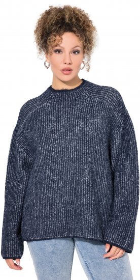Ulla Popken Striped Wool Blend Turtleneck Sweater Ink Blue - Puloveri & dukserice - 