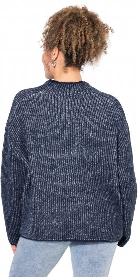 Ulla Popken Striped Wool Blend Turtleneck Sweater Ink Blue - Puloveri & dukserice - 