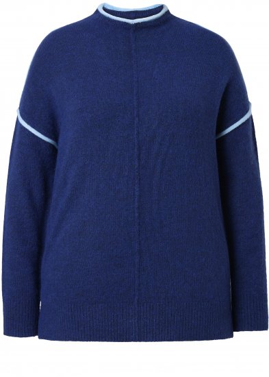 Ulla Popken Contrast Trim Long Sleeve Sweater Dark Blue - Puloveri & dukserice - 