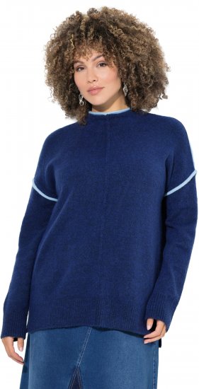Ulla Popken Contrast Trim Long Sleeve Sweater Dark Blue - Puloveri & dukserice - 