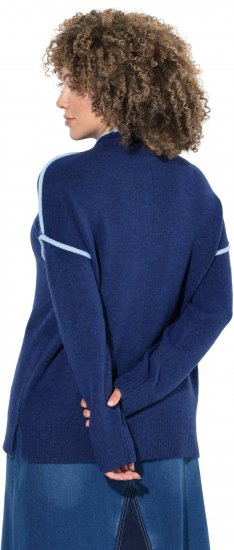 Ulla Popken Contrast Trim Long Sleeve Sweater Dark Blue - Puloveri & dukserice - 