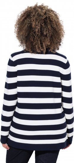 Ulla Popken Striped Polo Collar Long Sleeve Sweater Navy - Puloveri & dukserice - 