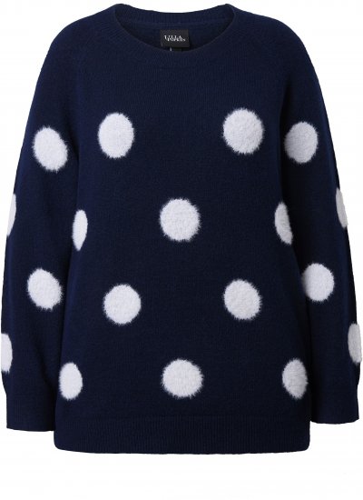 Ulla Popken Fluffy Polka Dot Sweater Ink Blue - Puloveri & dukserice - 