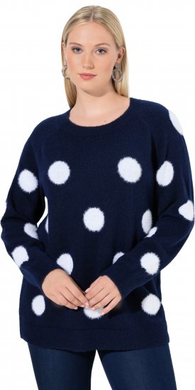 Ulla Popken Fluffy Polka Dot Sweater Ink Blue - Puloveri & dukserice - 