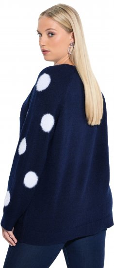 Ulla Popken Fluffy Polka Dot Sweater Ink Blue - Puloveri & dukserice - 