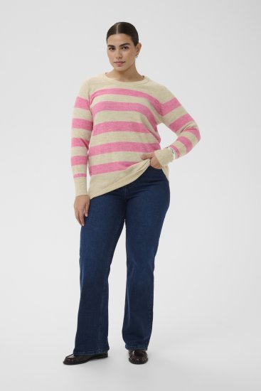 Kaffe Curve Niela Prugasti pulover Perjasto siva/Ružičasta melange - Puloveri i pletivo - 