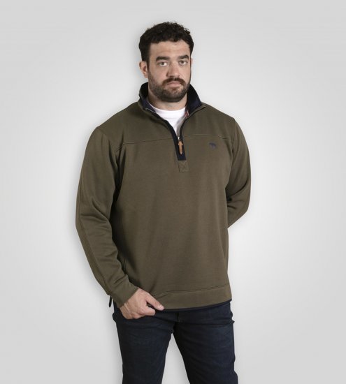 D555 Leicester 2 Quarter Neck Fleece Sweatshirt Khaki - Puloveri & dukserice - Muške Puloveri & dukserice veliki brojevi