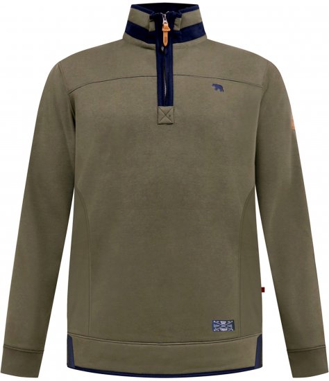D555 Leicester 2 Quarter Neck Fleece Sweatshirt Khaki - Puloveri & dukserice - Muške Puloveri & dukserice veliki brojevi