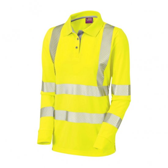 Leo Pollyfield EcoViz Performance+ Women's Sleeved Polo Shirt Yellow - Radna odjeća - 