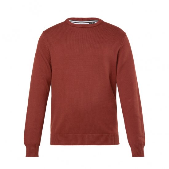 JP1880 Classic Round Neck Long Sleeve Sweater Brick Brown - Puloveri & dukserice - Muške Puloveri & dukserice veliki brojevi
