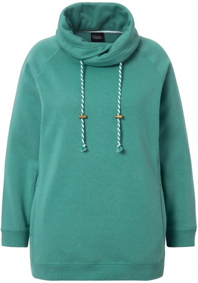 Ulla Popken Drawstring Collar Long Sleeve Sweatshirt Green - Puloveri & dukserice - 