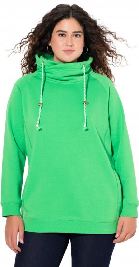 Ulla Popken Drawstring Collar Long Sleeve Sweatshirt Mint Green - Puloveri & dukserice - 