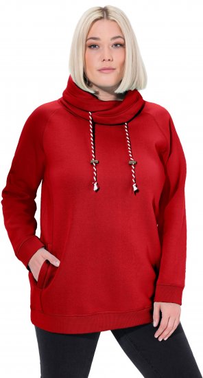 Ulla Popken Drawstring Collar Long Sleeve Sweatshirt Salsa Red - Puloveri & dukserice - 