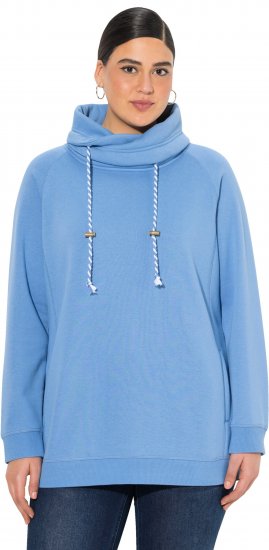 Ulla Popken Drawstring Collar Long Sleeve Sweatshirt Light Cornflower - Puloveri & dukserice - 