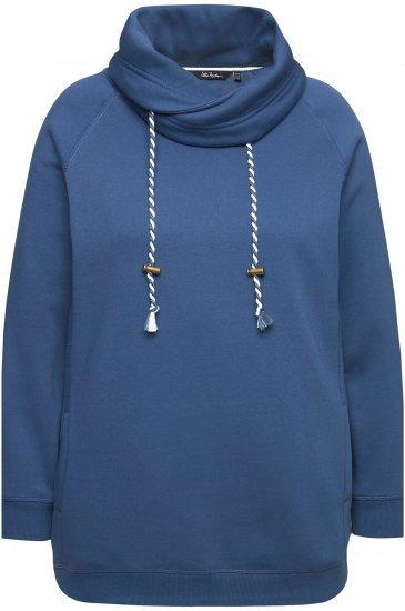 Ulla Popken Drawstring Collar Long Sleeve Sweatshirt Ink Blue - Puloveri & dukserice - 
