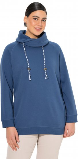 Ulla Popken Drawstring Collar Long Sleeve Sweatshirt Ink Blue - Puloveri & dukserice - 