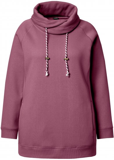 Ulla Popken Drawstring Collar Long Sleeve Sweatshirt Dark Rose - Puloveri & dukserice - 