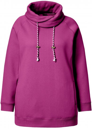 Ulla Popken Drawstring Collar Long Sleeve Sweatshirt Berry - Puloveri & dukserice - 