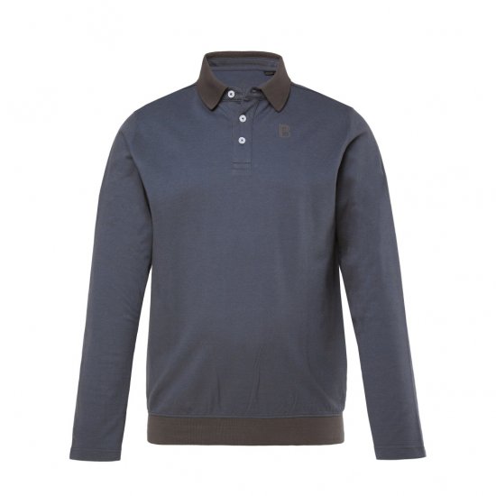 Boston Park Polo Shirt Long Sleeve Pique Grey - Polo majice - Muške Polo Majice Veliki Brojevi