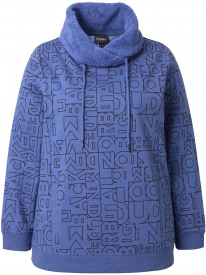 Ulla Popken Teddy Collar Printed Sweatshirt Atlantic Blue - Puloveri & dukserice - 