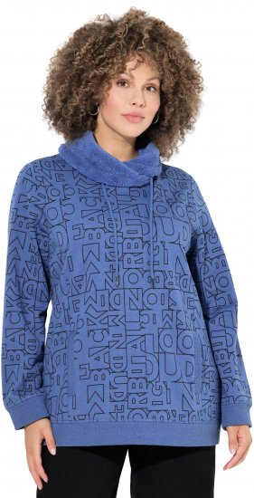 Ulla Popken Teddy Collar Printed Sweatshirt Atlantic Blue - Puloveri & dukserice - 