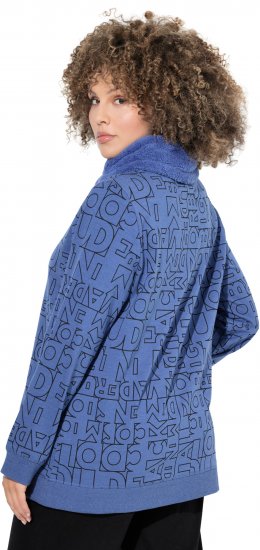 Ulla Popken Teddy Collar Printed Sweatshirt Atlantic Blue - Puloveri & dukserice - 