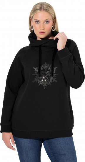 Ulla Popken Rhinestone Snowflake Turtleneck Sweatshirt Black - Puloveri & dukserice - 