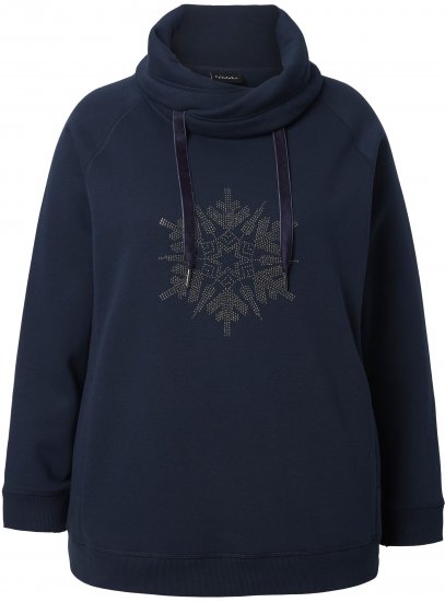 Ulla Popken Rhinestone Snowflake Turtleneck Sweatshirt Navy - Puloveri & dukserice - 