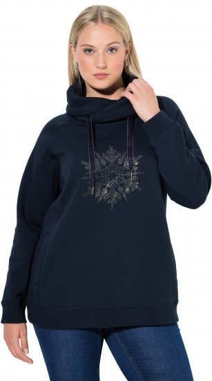 Ulla Popken Rhinestone Snowflake Turtleneck Sweatshirt Navy - Puloveri & dukserice - 
