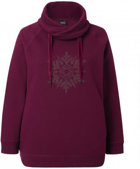 Ulla Popken Rhinestone Snowflake Turtleneck Sweatshirt Dark Ruby - Puloveri & dukserice - 
