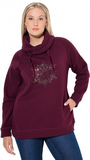 Ulla Popken Rhinestone Snowflake Turtleneck Sweatshirt Dark Ruby - Puloveri & dukserice - 