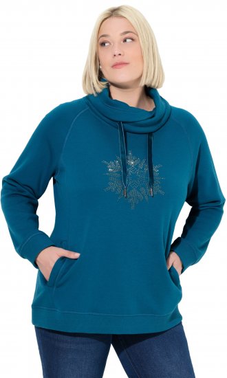 Ulla Popken Rhinestone Snowflake Turtleneck Sweatshirt Teal - Puloveri & dukserice - 
