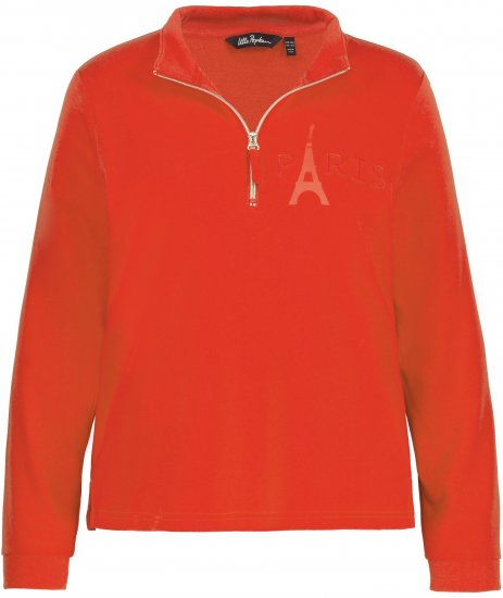 Ulla Popken PARIS Theme Zip Neck Sweatshirt Light Red - Puloveri & dukserice - 