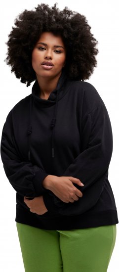 Ulla Popken Gathered Sleeve Oversized Fit Sweatshirt Black - Puloveri & dukserice - 