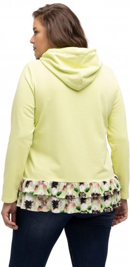 Ulla Popken Ruffle Hem A-line Fit Hooded Sweatshirt Lime Green - Puloveri & dukserice - 