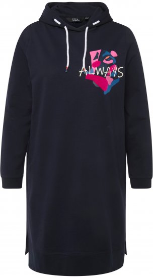 Ulla Popken Extra Long Abstract Graphic Hoodie Navy - Puloveri & dukserice - 