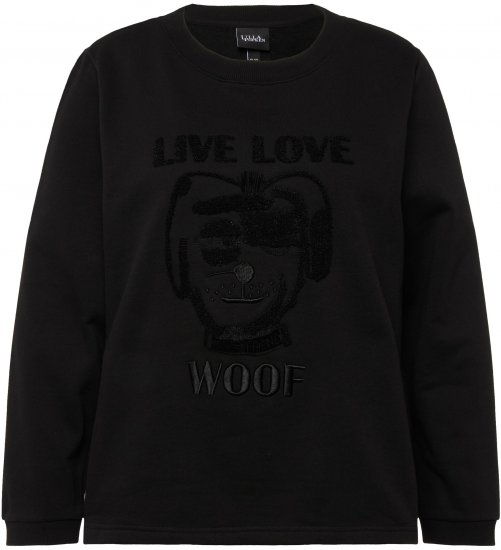 Ulla Popken Flock Print Long Sleeve Crew Neck Sweatshirt Black - Puloveri & dukserice - 