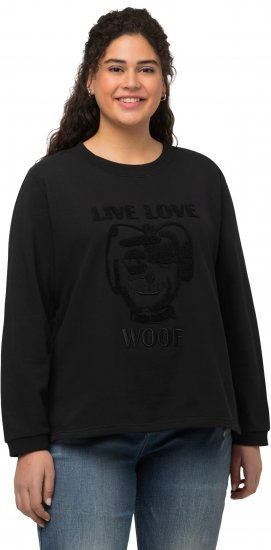 Ulla Popken Flock Print Long Sleeve Crew Neck Sweatshirt Black - Puloveri & dukserice - 