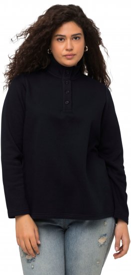 Ulla Popken Collared Long Sleeve Sweatshirt Navy - Puloveri & dukserice - 