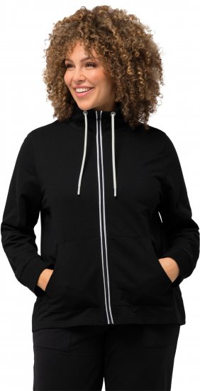Ulla Popken Contrast Color Zip Up Sweatshirt Black - Puloveri & dukserice - 